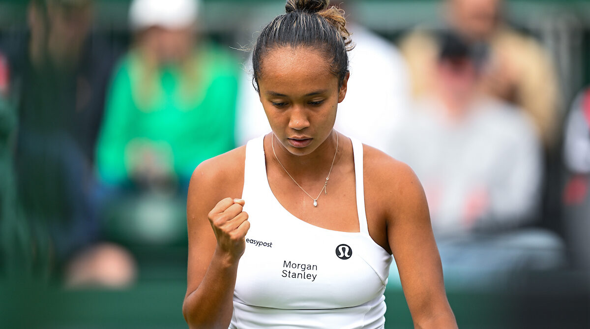 Leylah Fernandez pumps her fist. She is one of six Canadians in the draw at Wimbledon.