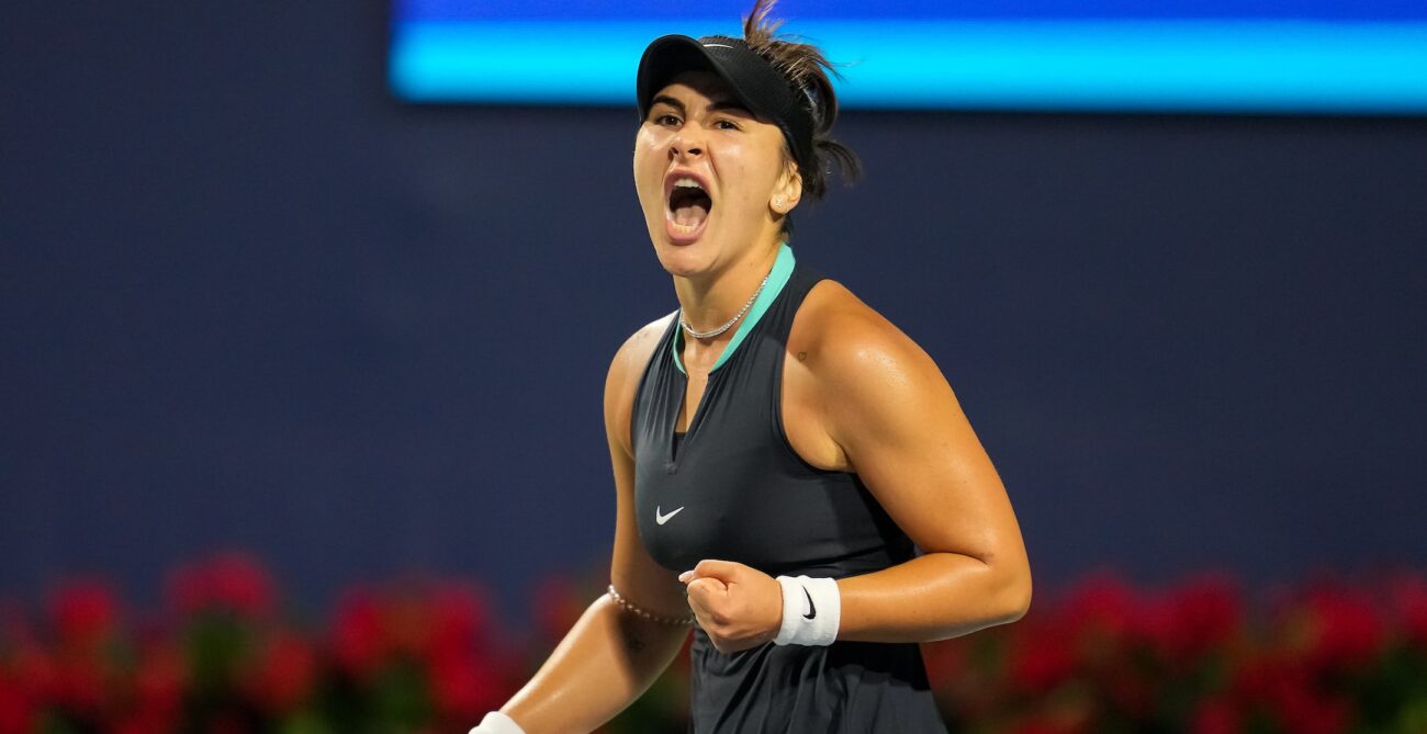 Bianca Andreescu pumps her fist and yells. She will face Jasmine Paolini for the third major in a row as the US Open draw was revealed.