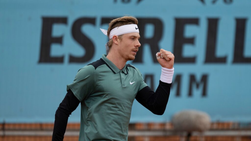 Denis Shapovalov pumps his fist. He and Leylah Fernandez are playing warm-up events ahead of Paris.