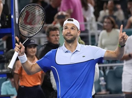 Dimitrov celebrates a win