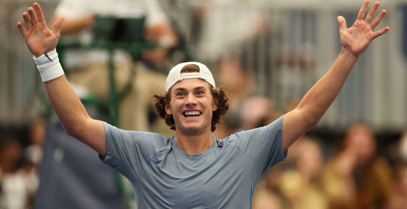 Liam Draxl celebrates winning ATP Challenger in Calgary