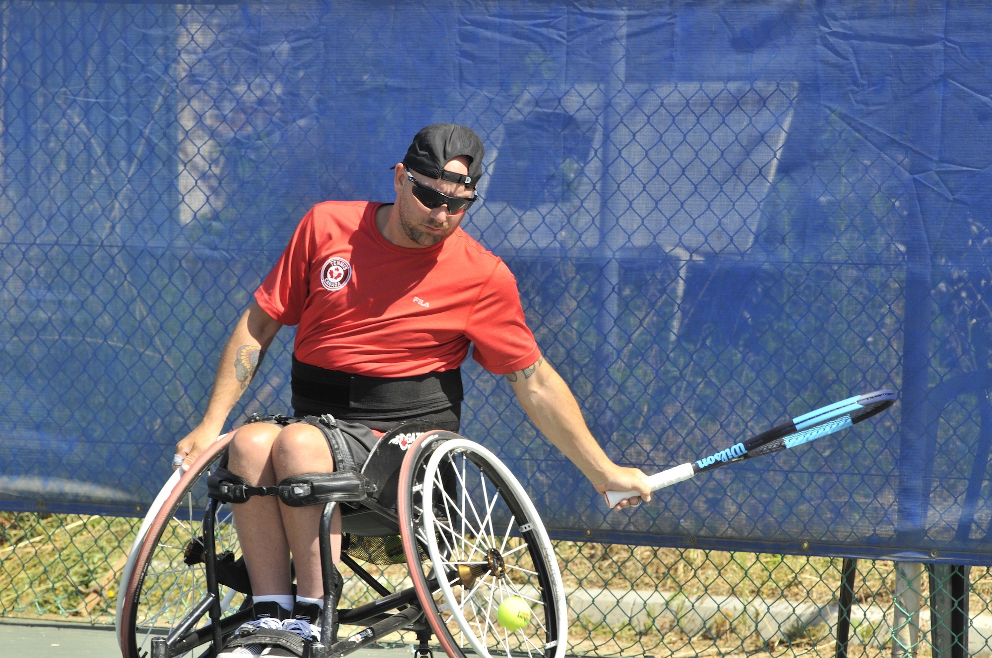 wheelchair player hitting