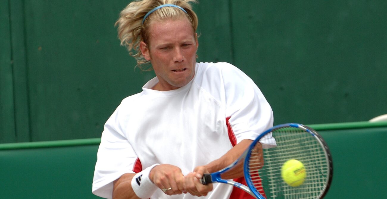 Rob Steckley hits a backhand.