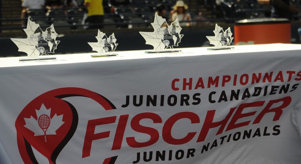 Fischer Junior National Outdoor Championship Banner and Trophies