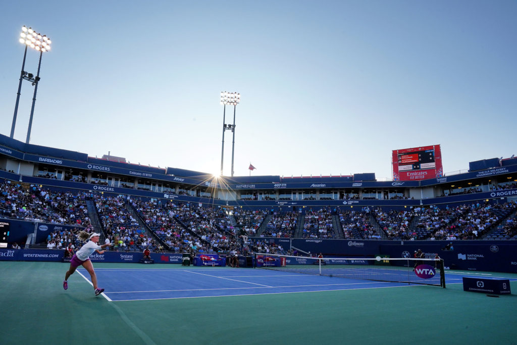 Tennis match being played