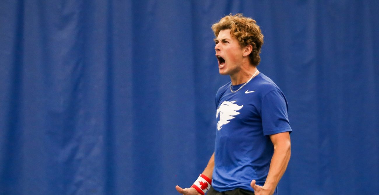 liam draxl celebrates in tennis match