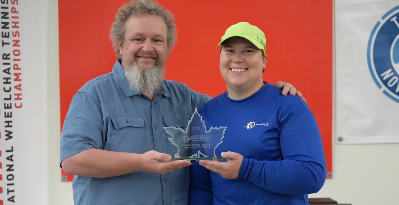 Natalia Lanucha (right) poses with her trophy.