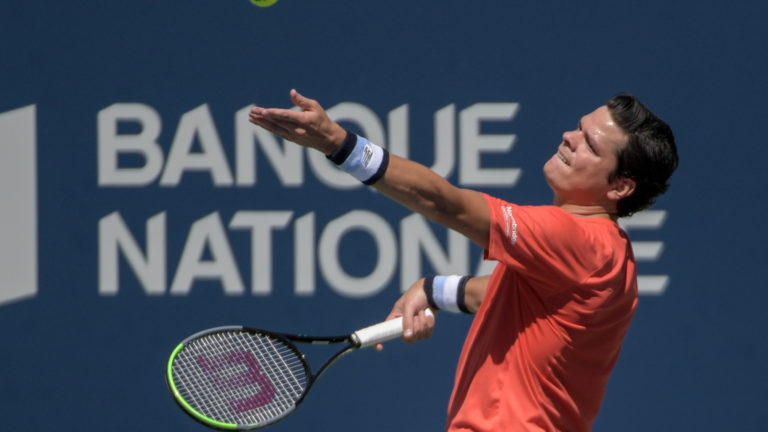 Milos Raonic serving