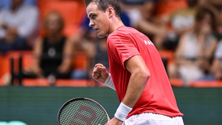 Vasek Pospisil pumps his fist