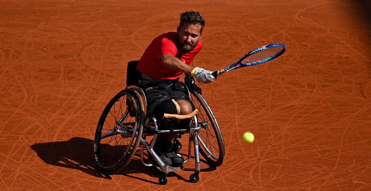 Rob Shaw follows through on a forehand. He lost in the quarter-finals of the Paris Paralympics.