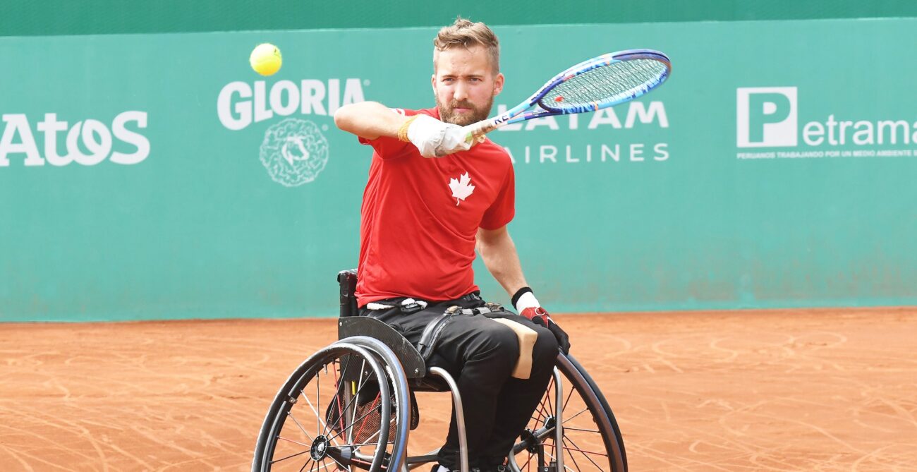 Rob Shaw follows through on a forehand.