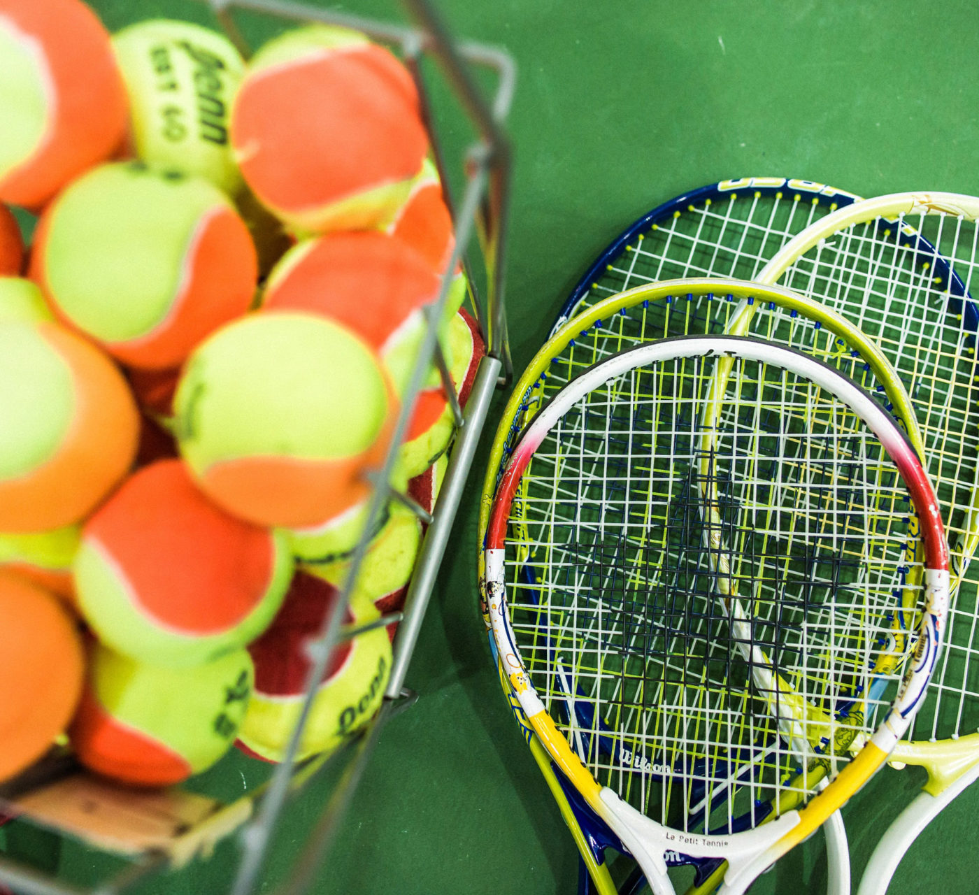 tennis racquet and ball