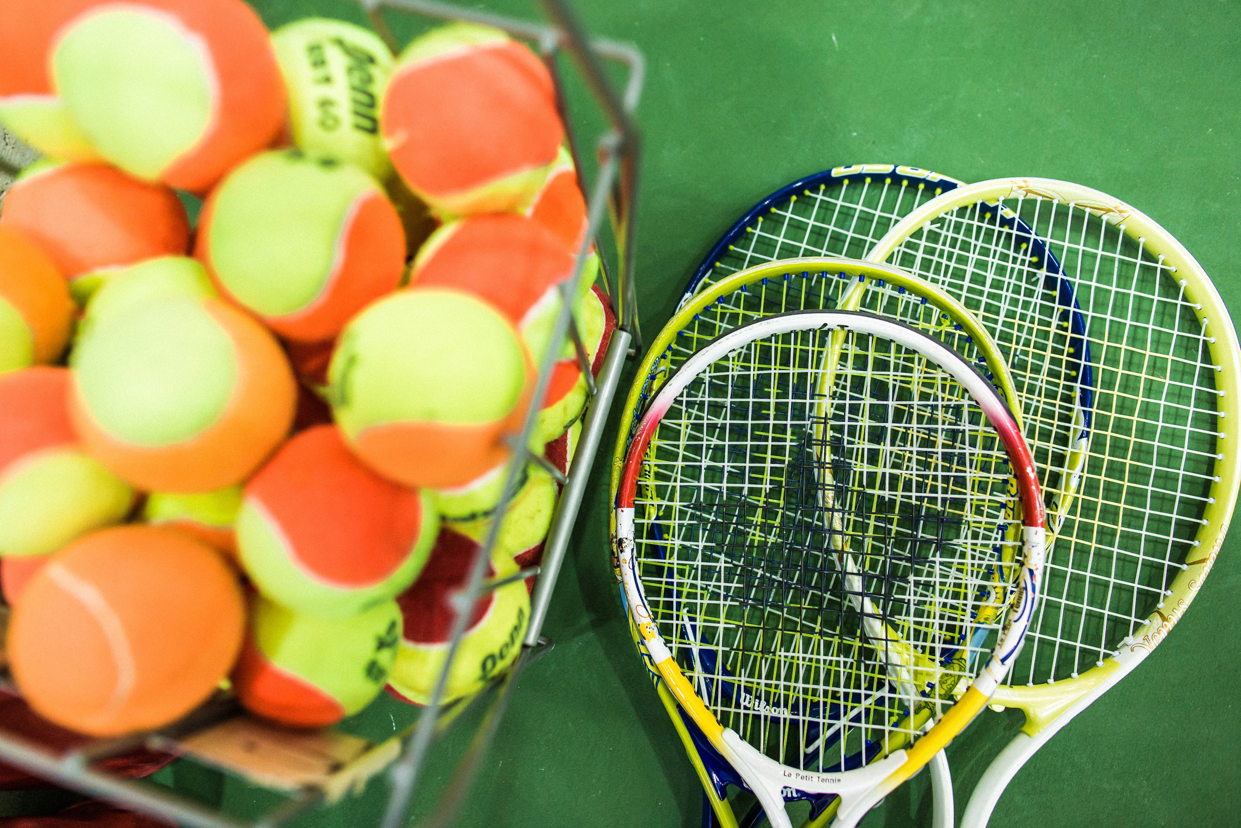 tennis racquet and ball