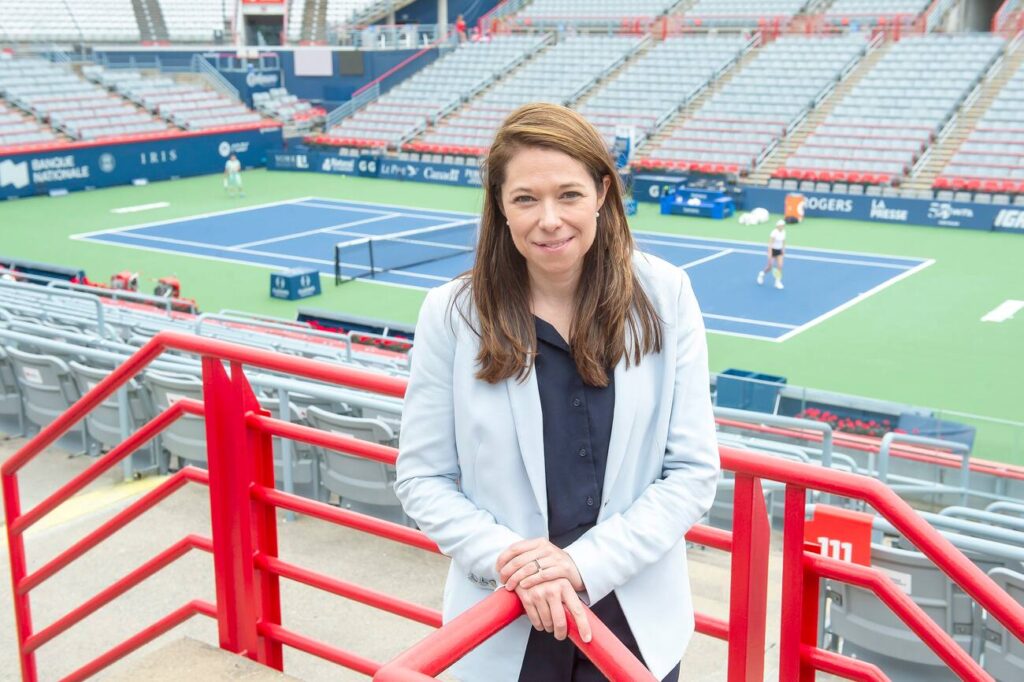 Valeria Tetreault stands in front of Centre Court at IGA Stadium