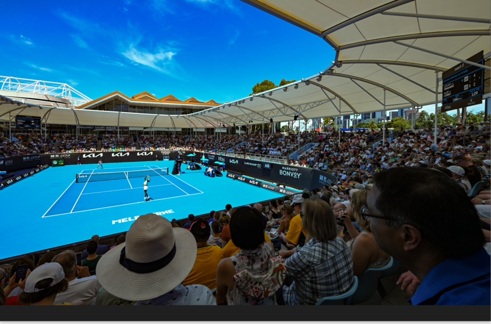 Wide shot of Court 3 at the Australian Open